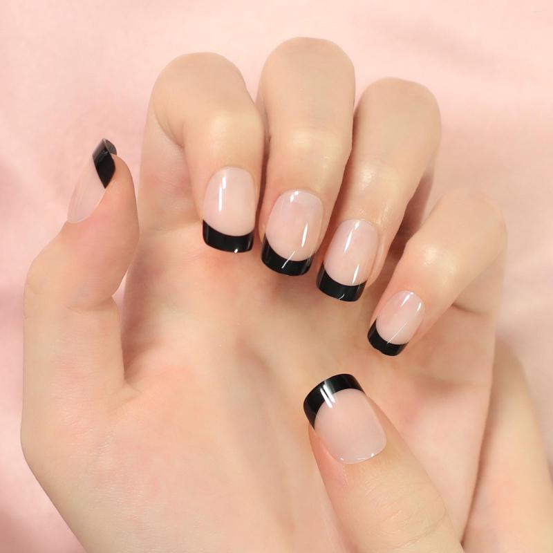 False Nails Natural Glossy Nude Pink Black French Fake Short Squoval Press On Salon Faux Ongles Art Tips Set, L6313
False Nails Natural Glossy Nude Pink Black French Fake Short Squoval Press On Salon Faux Ongles Art Tips Set, L6313