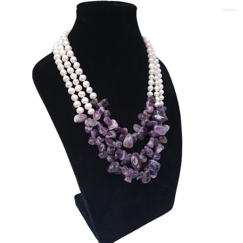 Chains 3rows Freshwater Pearl White Near Round 8-9mm And Green Jade/amethyst Baroque Necklace 17-20" Wholesale Beads Nature FPPJ
Chains 3rows Freshwater Pearl White Near Round 8-9mm And Green Jade/amethyst Baroque Necklace 17-20" Wholesale Beads Nature FPPJ