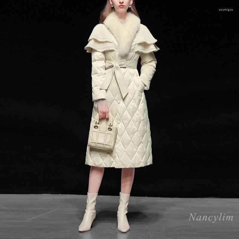 Women' Trench Coats White Duck Down Coat For Women Real Fur Collar 2022 Winter Elegant Lotus Leaf Shawl Waist Belt Lady Warm Streetwear, Ivory
Women' Trench Coats White Duck Down Coat For Women Real Fur Collar 2022 Winter Elegant Lotus Leaf Shawl Waist Belt Lady Warm Streetwear, Ivory