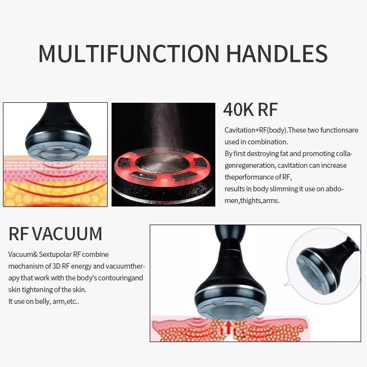 5 in 1 vacuum therapy cavitation rf machine equipment face lift treatment skin tighten video manual provide