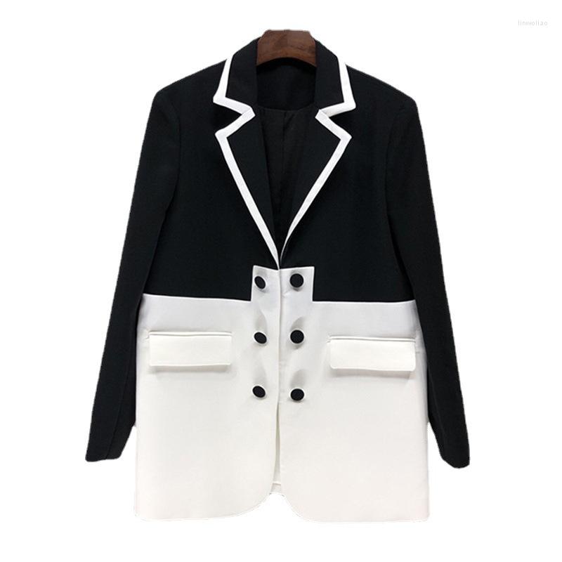 Women's Suits Women Blazer Black White Color Matching Double Breasted Full Sleeve Ladies Suit Coat Fashion Women's Long Jacket
Women's Suits Women Blazer Black White Color Matching Double Breasted Full Sleeve Ladies Suit Coat Fashion Women's Long Jacket