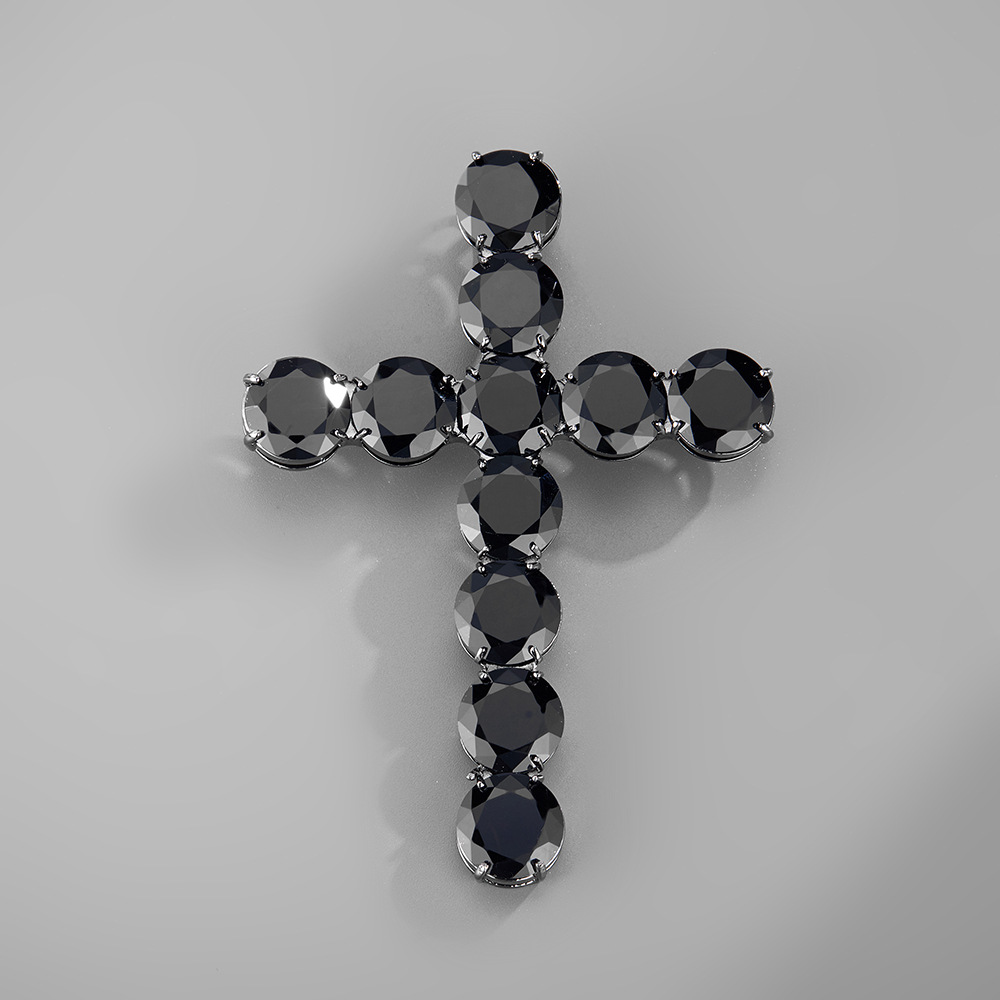 CZ Cubic Zircon Huge Big Cross Pendant Necklace Real 18K Rose Gold Plated Personalized Full Bling Diamond Charm Hip Hop Rapper Jewelry Birthday Gifts 