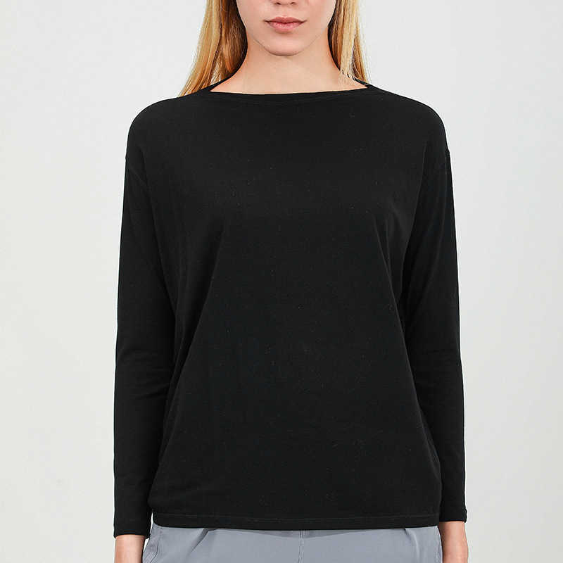 L-88267 Loose Casual Yoga T-shirt Women Slim Fit Comfortable Breathable Yoga Suit Long Sleeve Tops