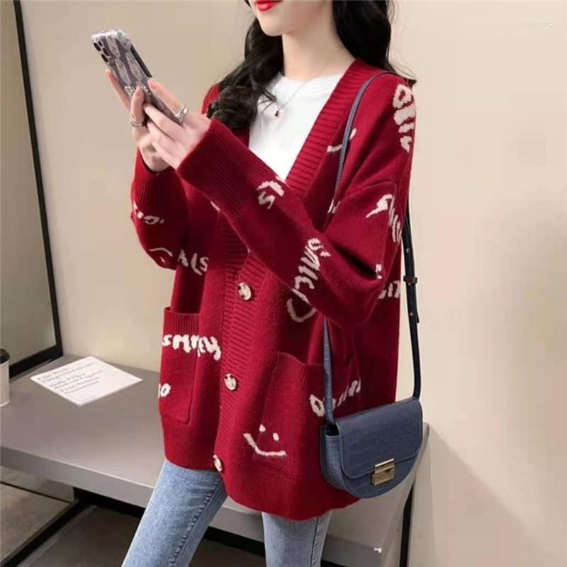 Women' Knits Knit Cardigan Femme Sweater Red Black Gray Casual Loose Long Sleeve Korea Style Jumper
Women' Knits Knit Cardigan Femme Sweater Red Black Gray Casual Loose Long Sleeve Korea Style Jumper
