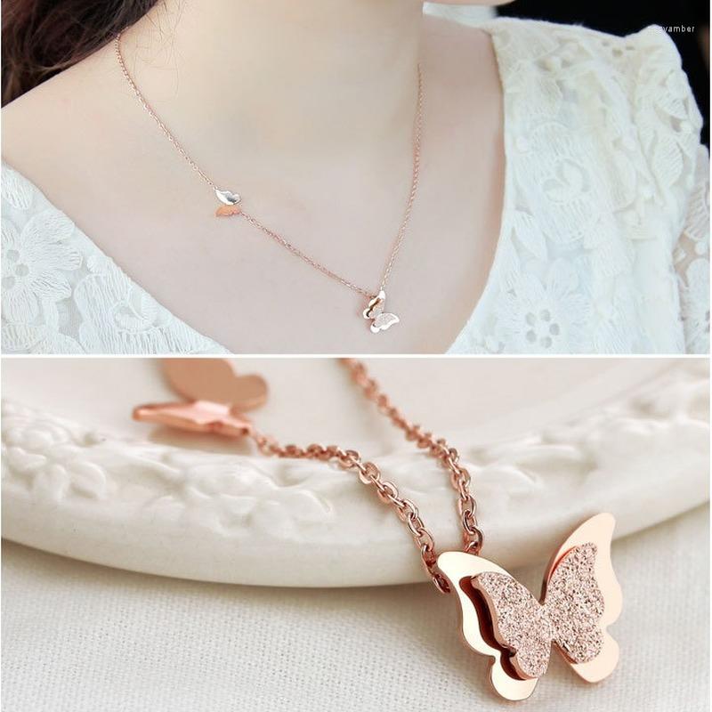 Pendant Necklaces High Quality Rose Gold Titanium Steel With Chain Women Cute Double Butterflies Jewelry Fashion Necklace Crystal Gift
Pendant Necklaces High Quality Rose Gold Titanium Steel With Chain Women Cute Double Butterflies Jewelry Fashion Necklace Crystal Gift