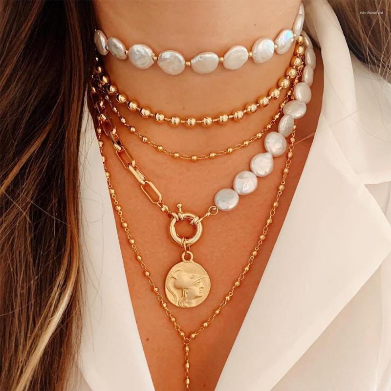 Chains Boho Statement Multilayers Gold Color Baroque Pearls Portrait Letters Pendant Necklace For Women Girls Beach Necklaces
Chains Boho Statement Multilayers Gold Color Baroque Pearls Portrait Letters Pendant Necklace For Women Girls Beach Necklaces