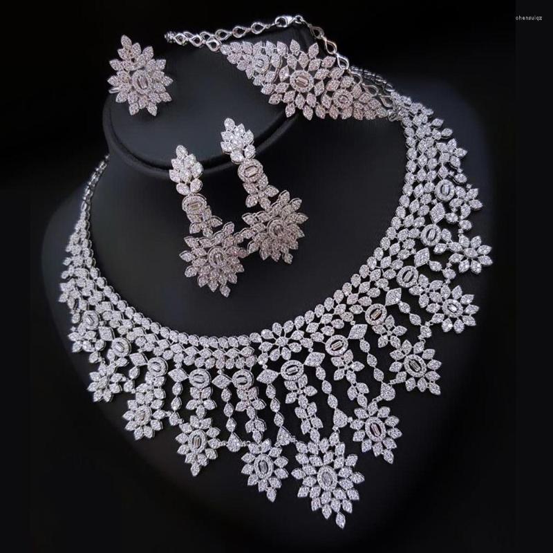 Necklace Earrings Set GODKI Famous Luxury 4PCS Arabia Jewelry For Women Wedding Party Cubic Zircon Dubai Bridal Earring Bangle Ring, Picture shown
Necklace Earrings Set GODKI Famous Luxury 4PCS Arabia Jewelry For Women Wedding Party Cubic Zircon Dubai Bridal Earring Bangle Ring, Picture shown