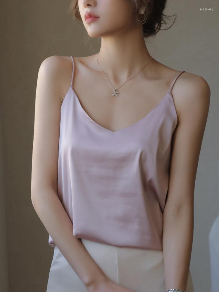 Women's Tanks 2022 Summer Fashion Silk Vest Women Basic Satin Sling Tops Versatile Solid Loose Camis Female Tank Top V-neck TShirt, Wt
Women's Tanks 2022 Summer Fashion Silk Vest Women Basic Satin Sling Tops Versatile Solid Loose Camis Female Tank Top V-neck TShirt, Wt