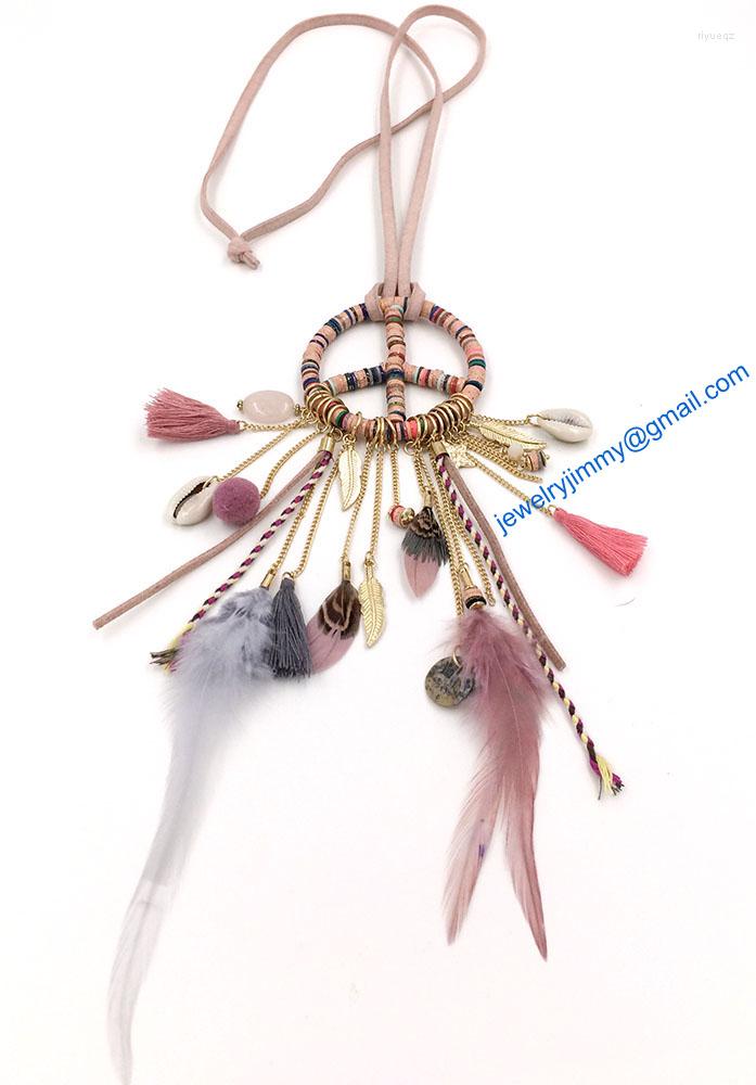 Choker Design Luxury Long Statement Bib Necklace Bohemian Pink Leather Cord Feather Pendant Tassel With Peace Symbols
Choker Design Luxury Long Statement Bib Necklace Bohemian Pink Leather Cord Feather Pendant Tassel With Peace Symbols