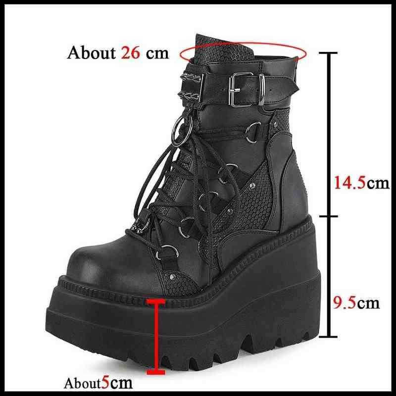 Gigifox Brand Fashion Gothic Big Size 43 High Heels Black Back Zipper Ankle Platform Boots Street Cool Woman Wigs Shoes J220805