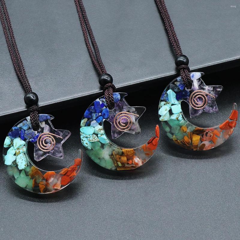 Choker Moon Star Shape Resin Pendant Necklace Tumbled Chip Stone 7 Chakra Energy For Gift Party Meditation
Choker Moon Star Shape Resin Pendant Necklace Tumbled Chip Stone 7 Chakra Energy For Gift Party Meditation