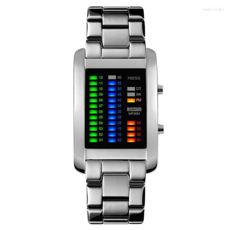 Wristwatches LED Digital Watches Mens Luxury Waterproof Binary Electronic Watch Stainless Steel Wristwatch Business Clock Men Sport, Silver
Wristwatches LED Digital Watches Mens Luxury Waterproof Binary Electronic Watch Stainless Steel Wristwatch Business Clock Men Sport, Silver