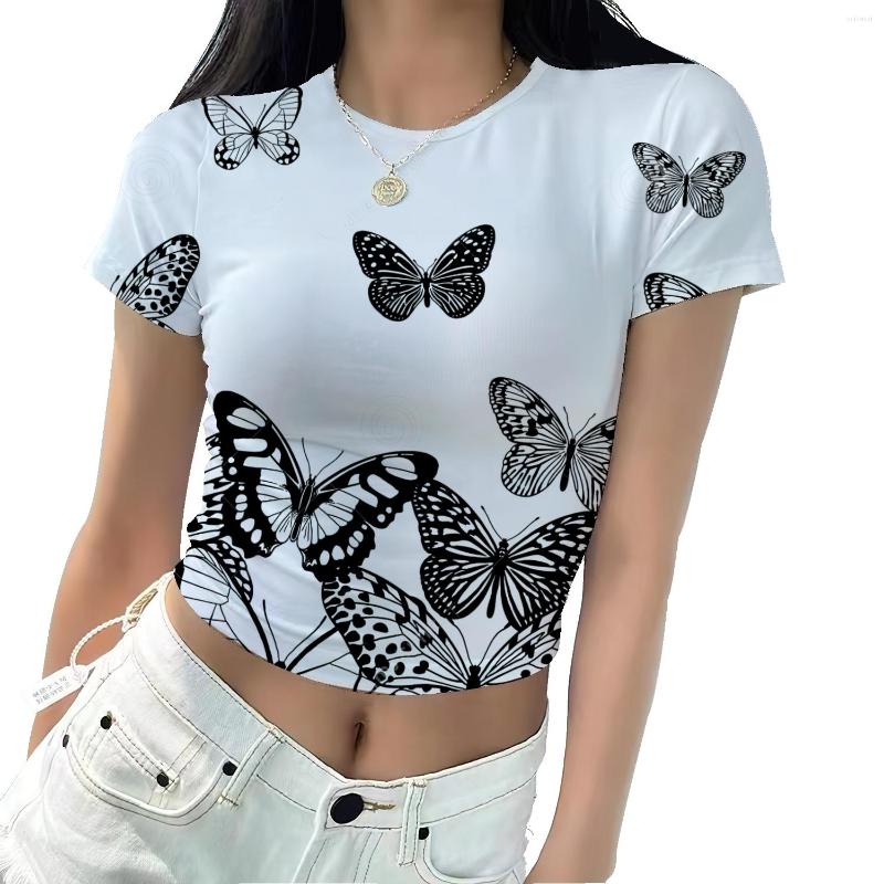 Women's T Shirts Butterfly Print High-waisted Short-sleeved T-shirt Women's Summer Tight Sexy Short Cropped Navel Beautiful Girl Top, Black
Women's T Shirts Butterfly Print High-waisted Short-sleeved T-shirt Women's Summer Tight Sexy Short Cropped Navel Beautiful Girl Top, Black