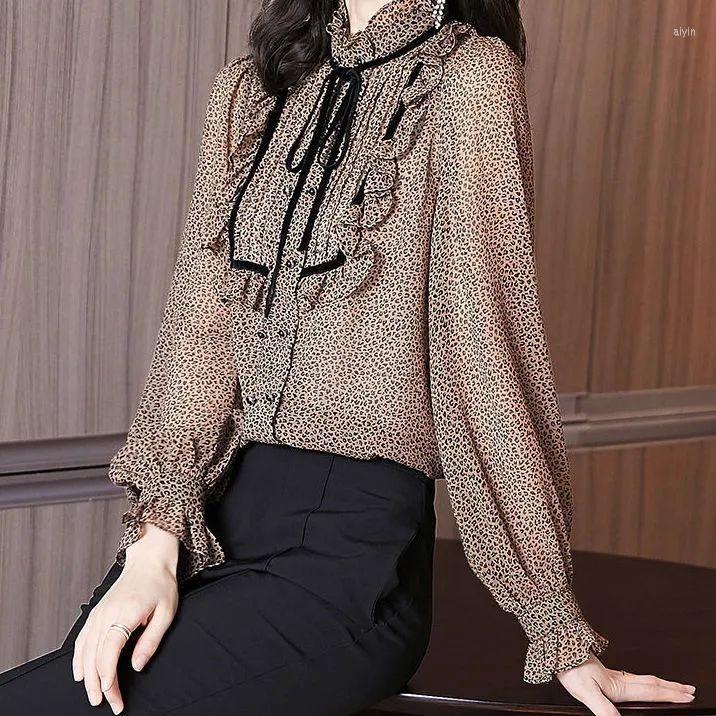 Women' Blouses Women Blouse 2022 Spring Women' Clothes Leopard Bow Ruffle Top Blusas Mujer De Moda, Brown
Women' Blouses Women Blouse 2022 Spring Women' Clothes Leopard Bow Ruffle Top Blusas Mujer De Moda, Brown