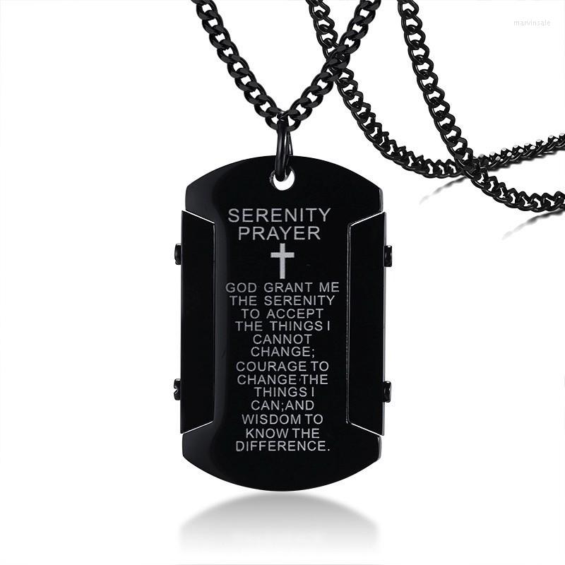 Pendant Necklaces Black Wisdom Serenity Prayer Steel Dog Tag Necklace For Men Christian Jewelry With 24 Inch
Pendant Necklaces Black Wisdom Serenity Prayer Steel Dog Tag Necklace For Men Christian Jewelry With 24 Inch