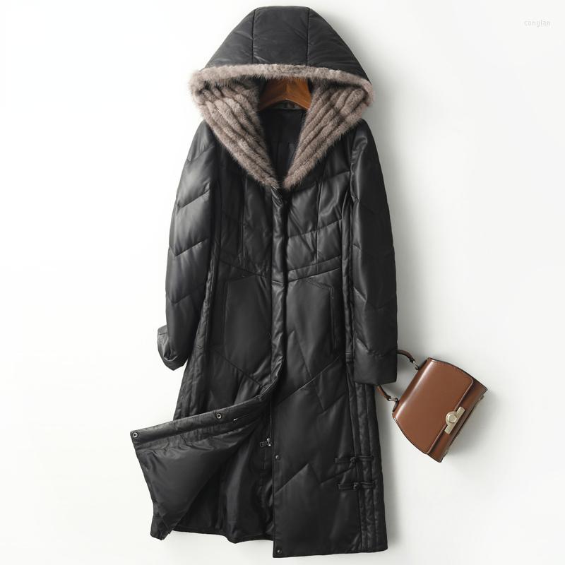 Women's Leather 2022 Winter Genuine Down Jacket Women Midium Hooded Collar Sheepskin For Chaqueta FCY, Black
Women's Leather 2022 Winter Genuine Down Jacket Women Midium Hooded Collar Sheepskin For Chaqueta FCY, Black