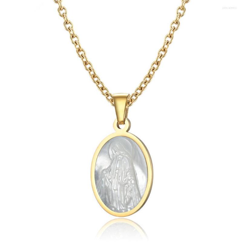 Pendant Necklaces Arrival Golden Chain Virgin Mary Queen Christian Jesus Necklace Man Unix Women Oval Shell Stainless Steel Jewelry
Pendant Necklaces Arrival Golden Chain Virgin Mary Queen Christian Jesus Necklace Man Unix Women Oval Shell Stainless Steel Jewelry