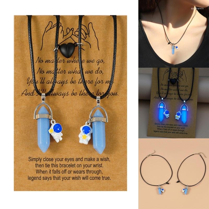 Chains 2 Pcs/set Natural Crystal Stone Pendants Magnetic Heart Bell Necklaces Luminous Hexagonal Column Couple T8DE
Chains 2 Pcs/set Natural Crystal Stone Pendants Magnetic Heart Bell Necklaces Luminous Hexagonal Column Couple T8DE