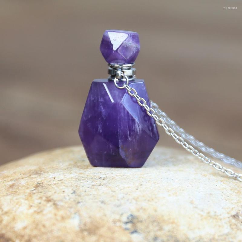 Pendant Necklaces Natural Gems Stone Essential Oil Diffuser Perfume Bottle Necklace Purple Crystal Women Jewelry Gift
Pendant Necklaces Natural Gems Stone Essential Oil Diffuser Perfume Bottle Necklace Purple Crystal Women Jewelry Gift