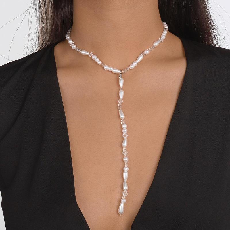Pendant Necklaces Elegant Kpop Imitation Pearl Long Back Chain Necklace Women Wedding Bridal Sexy Ctystal Chest Breast Choker Jewelry
Pendant Necklaces Elegant Kpop Imitation Pearl Long Back Chain Necklace Women Wedding Bridal Sexy Ctystal Chest Breast Choker Jewelry