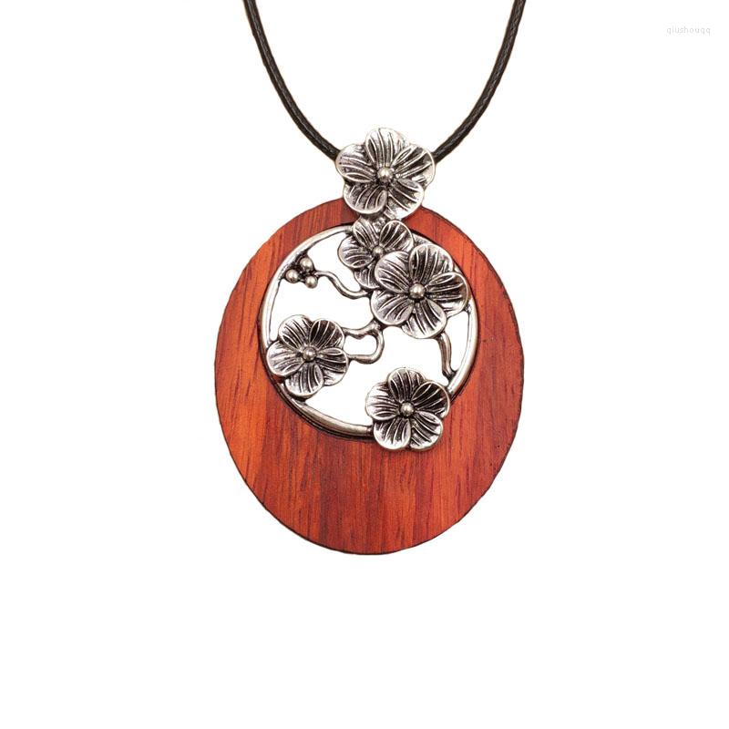 Pendant Necklaces Rosewood Long Necklace Alloy Flower Inlay Wooden Retro Metal Adjustable Waxed Rope Women Birthday Gift AI001
Pendant Necklaces Rosewood Long Necklace Alloy Flower Inlay Wooden Retro Metal Adjustable Waxed Rope Women Birthday Gift AI001
