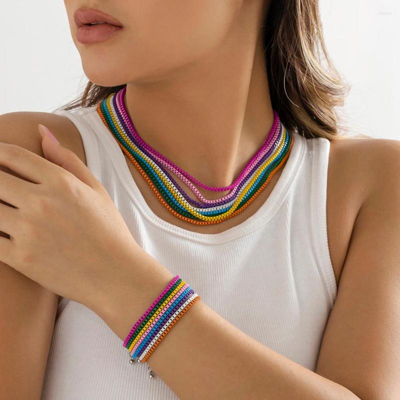 Choker IngeSight.Z Boho Rainbow Color Enamel Box Chain Necklace For Women 2022 Fashion Spray Paint Y2K Jewelry Gift
Choker IngeSight.Z Boho Rainbow Color Enamel Box Chain Necklace For Women 2022 Fashion Spray Paint Y2K Jewelry Gift