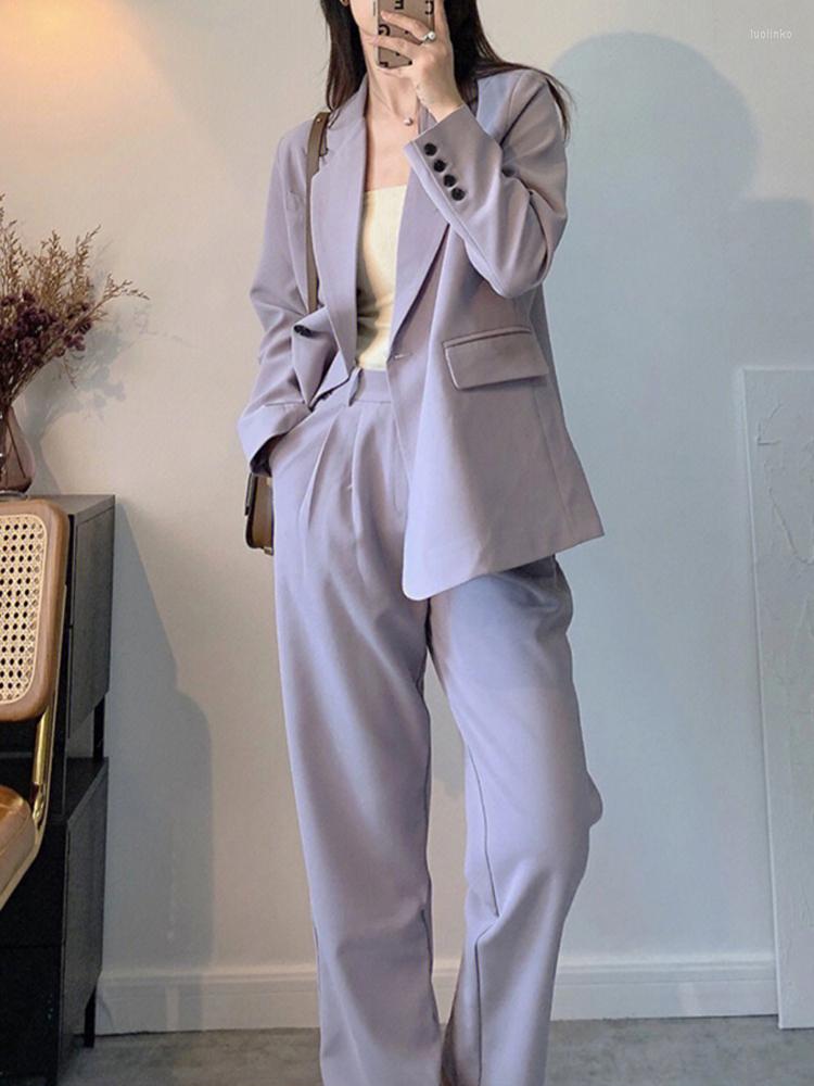 Women' Two Piece Pants Fashion Women Business Suits Long Sleeve Casual Purple Blazer Jackets Solid Pantalon 2 Pieces Set Korean Trousers
Women' Two Piece Pants Fashion Women Business Suits Long Sleeve Casual Purple Blazer Jackets Solid Pantalon 2 Pieces Set Korean Trousers