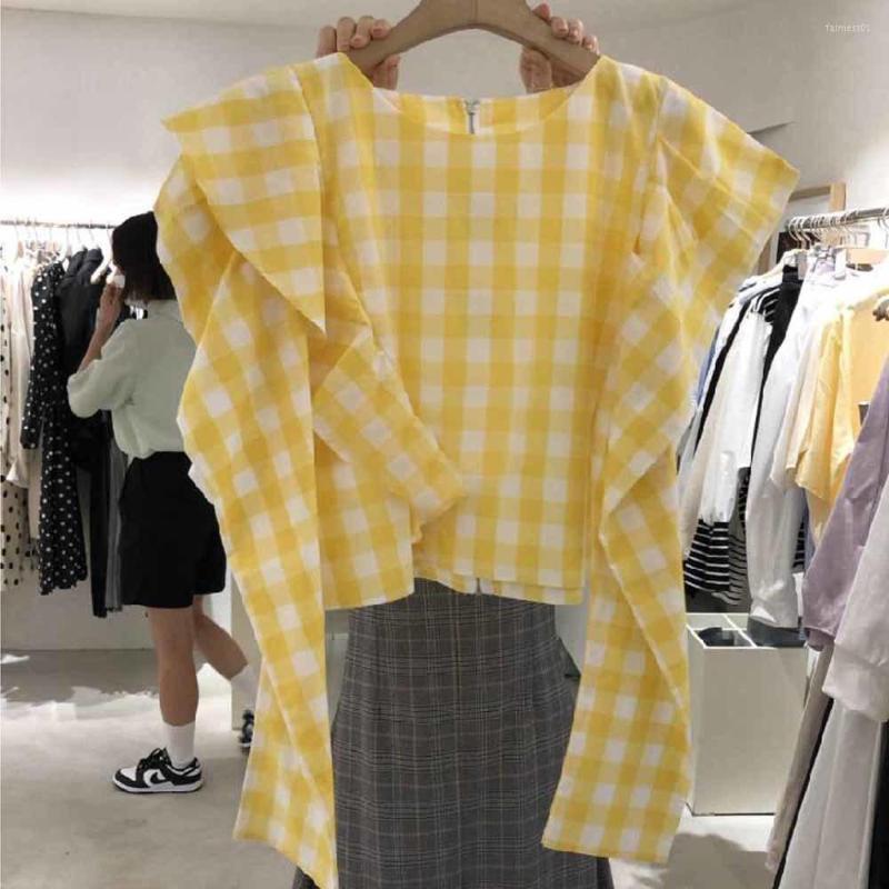 Women' Blouses 2022 Sweet Ruffles Short Blouse Women Shirts Spring Yellow Plaid Long Sleeve Womens Crop Tos Korean Fashion Blusas Mujer, Blue
Women' Blouses 2022 Sweet Ruffles Short Blouse Women Shirts Spring Yellow Plaid Long Sleeve Womens Crop Tos Korean Fashion Blusas Mujer, Blue
