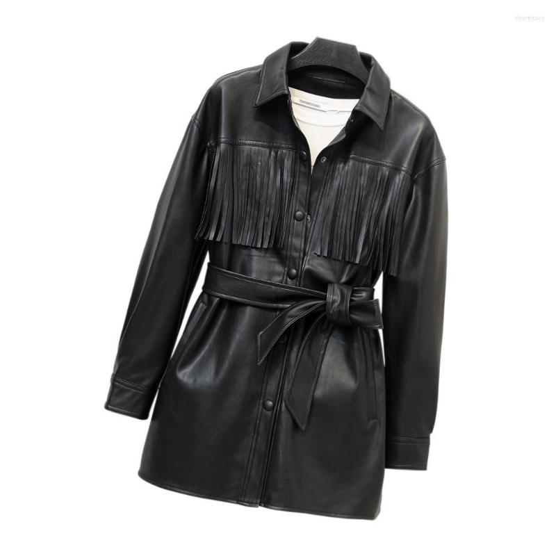 Women' Leather 2022 Fashion Women PU Coat Long Sleeve Lapel Solid Colr Covered Button Lace Up Patchwork OL Commuter Lady For Winter, Black
Women' Leather 2022 Fashion Women PU Coat Long Sleeve Lapel Solid Colr Covered Button Lace Up Patchwork OL Commuter Lady For Winter, Black