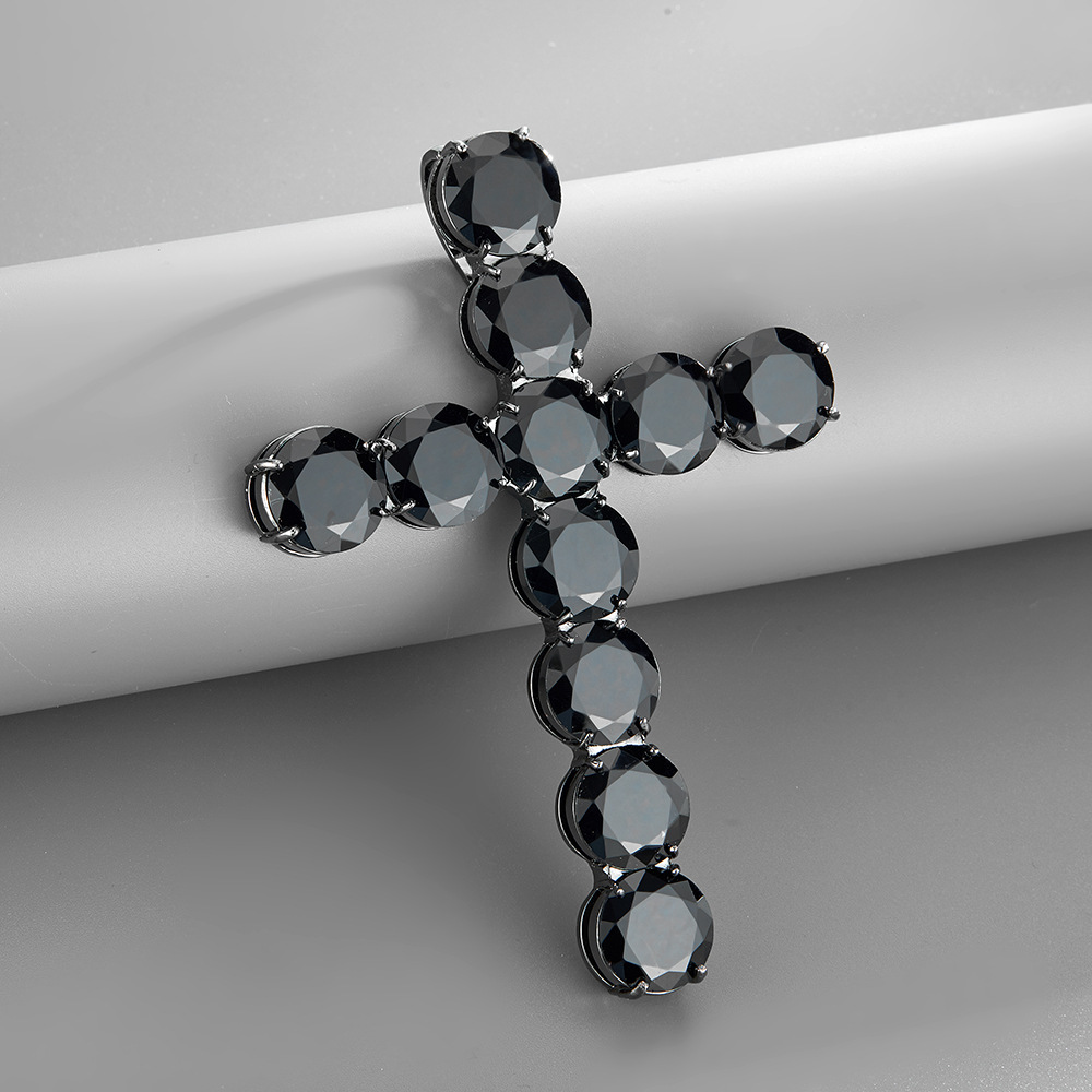 CZ Cubic Zircon Huge Big Cross Pendant Necklace Real 18K Rose Gold Plated Personalized Full Bling Diamond Charm Hip Hop Rapper Jewelry Birthday Gifts 