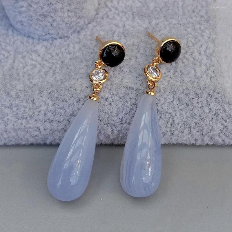 Dangle Earrings YYGEM Natural Teardrop Chalcedony Onyx CZ Pave Gold Color Stud For Women
Dangle Earrings YYGEM Natural Teardrop Chalcedony Onyx CZ Pave Gold Color Stud For Women