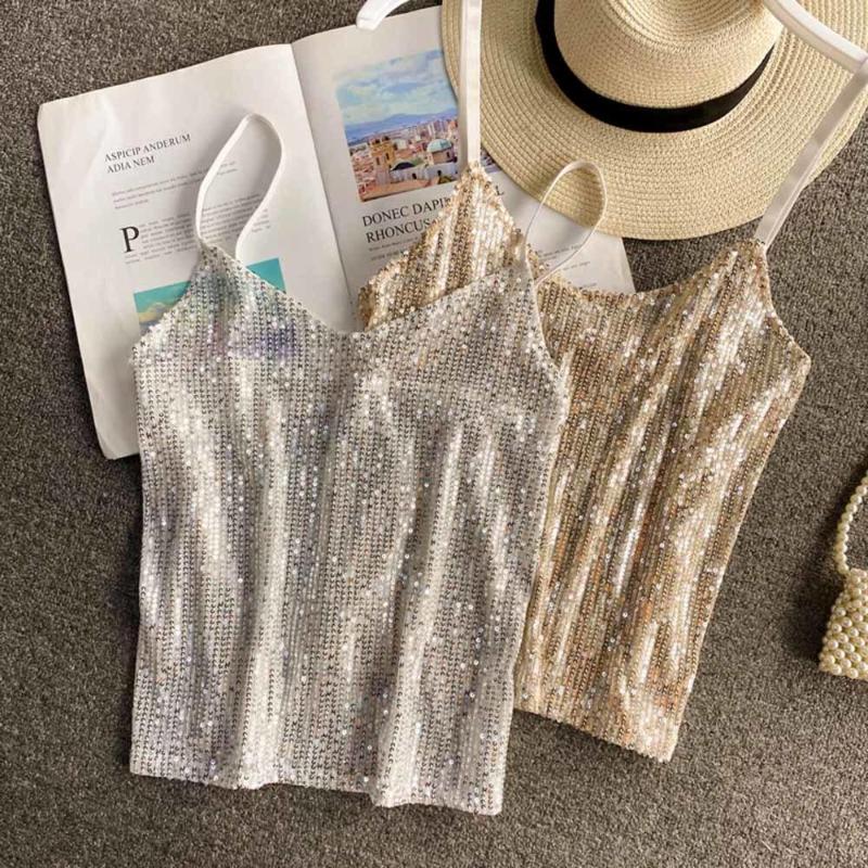 Women's Tanks Elegant Off Shoulder V Neck Spaghetti Strap Tee Crop Top Women Summer Cropped Camisole Camis Fashion Sequin Streetwear, Black
Women's Tanks Elegant Off Shoulder V Neck Spaghetti Strap Tee Crop Top Women Summer Cropped Camisole Camis Fashion Sequin Streetwear, Black