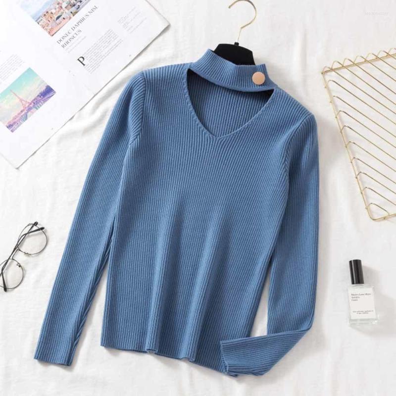 Women's Sweaters 2022 Basic V-neck Buttons Solid Autumn Winter Sweater Pullover Women Knitted Slim Stretch Badycon Jumper Mujer, Black 
Women's Sweaters 2022 Basic V-neck Buttons Solid Autumn Winter Sweater Pullover Women Knitted Slim Stretch Badycon Jumper Mujer, Black