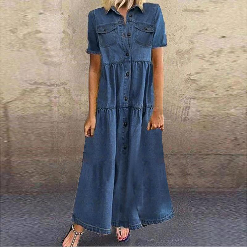 Casual Dresses Denim Dress Retro Women Short Sleeve Turn Down Collar Pockets Button Long Shirt Chic Layered, Light blue
Casual Dresses Denim Dress Retro Women Short Sleeve Turn Down Collar Pockets Button Long Shirt Chic Layered, Light blue
