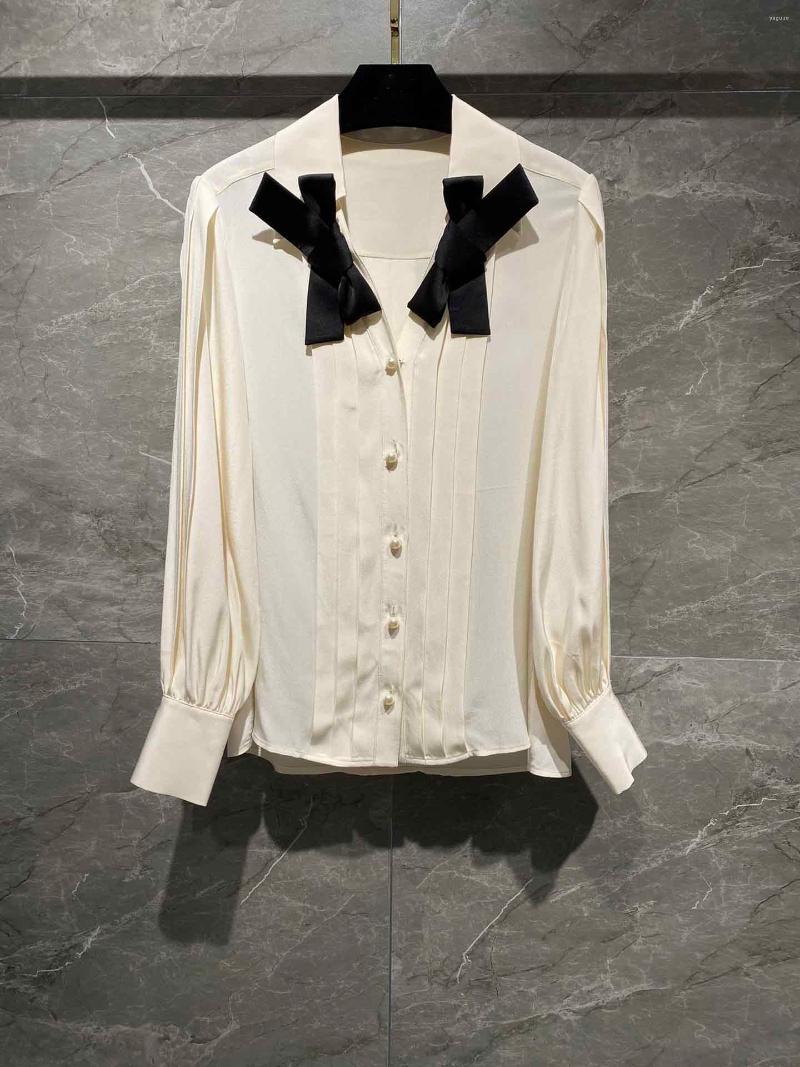 Women' Blouses Bow Silk Shirt V-neck Double Decoration Embellished Lantern Sleeve Design Comfortable And Fashionable 2022summer 0811, White
Women' Blouses Bow Silk Shirt V-neck Double Decoration Embellished Lantern Sleeve Design Comfortable And Fashionable 2022summer 0811, White