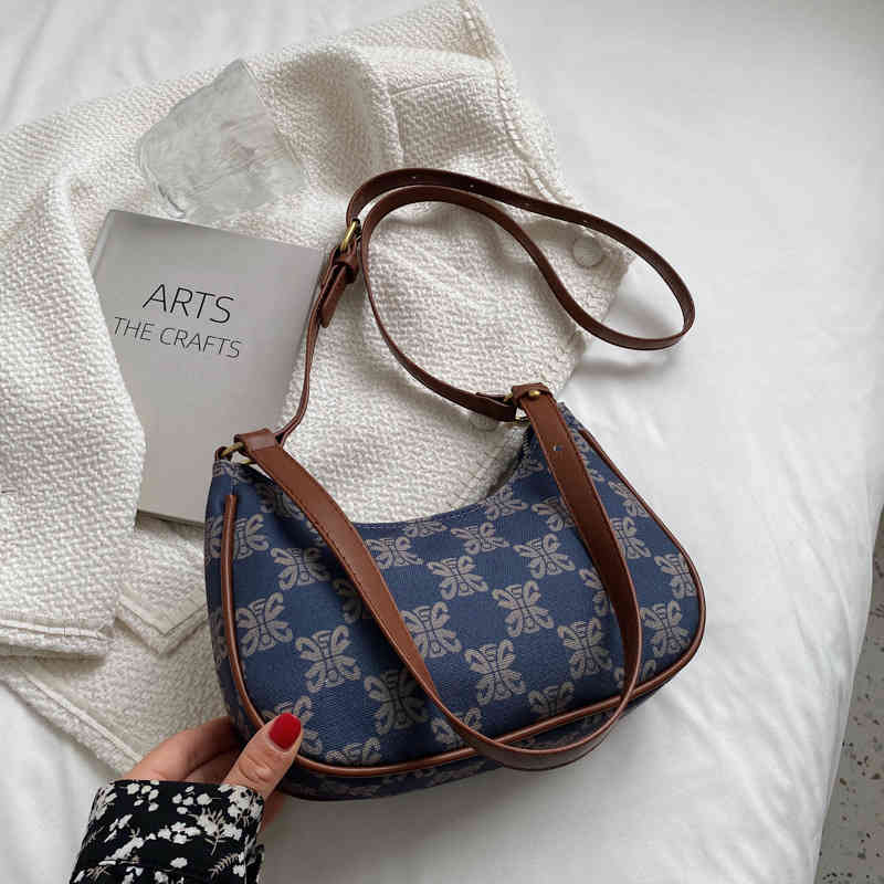 Small Bag 2021 New Moon Tooth Women's Old Flower One Shoulder Handheld Half Texture Popular Crossbody Fashion, Blue
Small Bag 2021 New Moon Tooth Women's Old Flower One Shoulder Handheld Half Texture Popular Crossbody Fashion, Blue