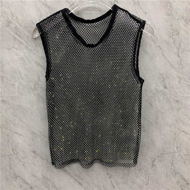 Women's Tanks Round Neck Sleeveless Hollow-out Rhinestone Vest Summer Solid Color Loose Short Blouse Stitching Outer Wear Cool Top, Black
Women's Tanks Round Neck Sleeveless Hollow-out Rhinestone Vest Summer Solid Color Loose Short Blouse Stitching Outer Wear Cool Top, Black