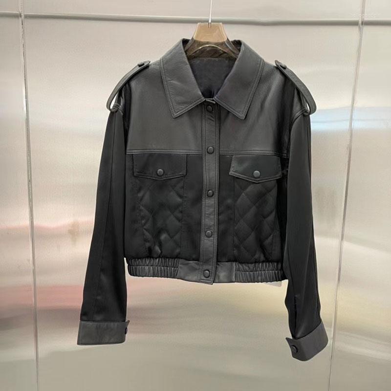Women' Leather Coat Female Spring Women' Genuine Jacket Imported Sheepskin Splicing Japanese Acetic Acid Fabric Brand
Women' Leather Coat Female Spring Women' Genuine Jacket Imported Sheepskin Splicing Japanese Acetic Acid Fabric Brand