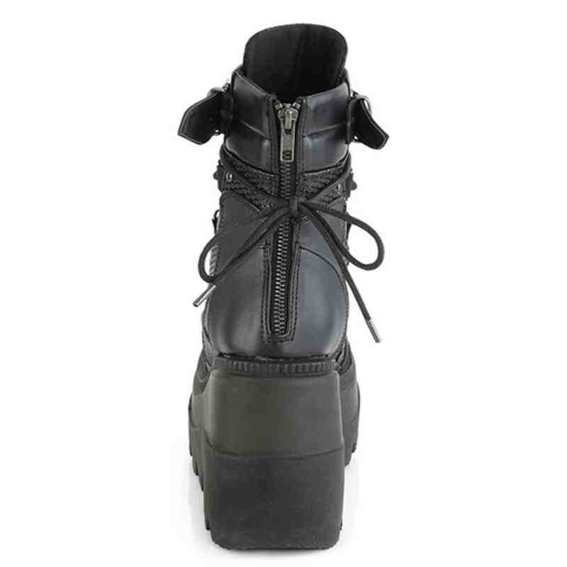 Gigifox Brand Fashion Gothic Big Size 43 High Heels Black Back Zipper Ankle Platform Boots Street Cool Woman Wigs Shoes J220805