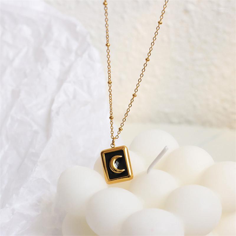 Pendant Necklaces 2022 Not Fade Vintage Moon Choker Black Square Necklace For Woman Chic 18k Gold 316 L Stainless Steel Jewelry High Polish
Pendant Necklaces 2022 Not Fade Vintage Moon Choker Black Square Necklace For Woman Chic 18k Gold 316 L Stainless Steel Jewelry High Polish