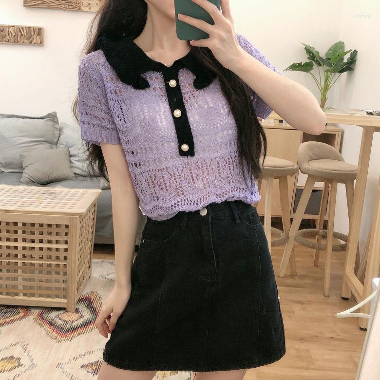 Women' T Shirts Woman Tshirts White Doll Collar Knitted Women' Summer Short Sleeve Shirt Top Crop Mujer Camisetas
Women' T Shirts Woman Tshirts White Doll Collar Knitted Women' Summer Short Sleeve Shirt Top Crop Mujer Camisetas
