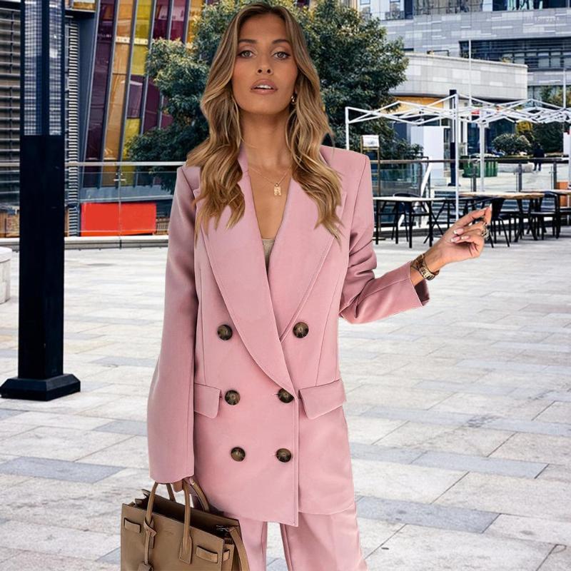 Women' Two Piece Pants Autumn Winter Fashion Suit Large Lapels Double Breasted Casual Straight-leg Trousers Jacket Elegant Commuter, Picture shown
Women' Two Piece Pants Autumn Winter Fashion Suit Large Lapels Double Breasted Casual Straight-leg Trousers Jacket Elegant Commuter, Picture shown