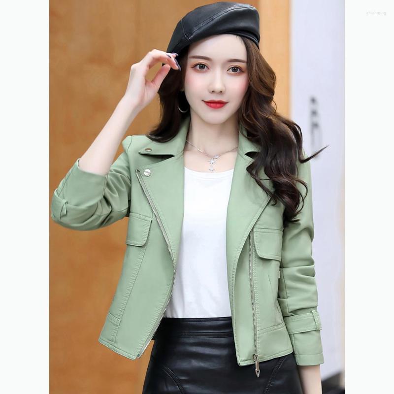 Women's Leather Bright Beautiful Jacket Spring Autumn Fashion Turn-down Collar Slim Short Coat Classic Chic Outerwear, Beige
Women's Leather Bright Beautiful Jacket Spring Autumn Fashion Turn-down Collar Slim Short Coat Classic Chic Outerwear, Beige
