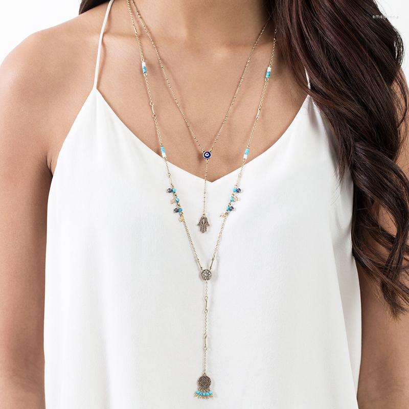 Pendant Necklaces Detachable Chain Mixed Charm Layered Necklace Women Chic Eye Hand Blue Beads Leaf Vintage Jewelry
Pendant Necklaces Detachable Chain Mixed Charm Layered Necklace Women Chic Eye Hand Blue Beads Leaf Vintage Jewelry