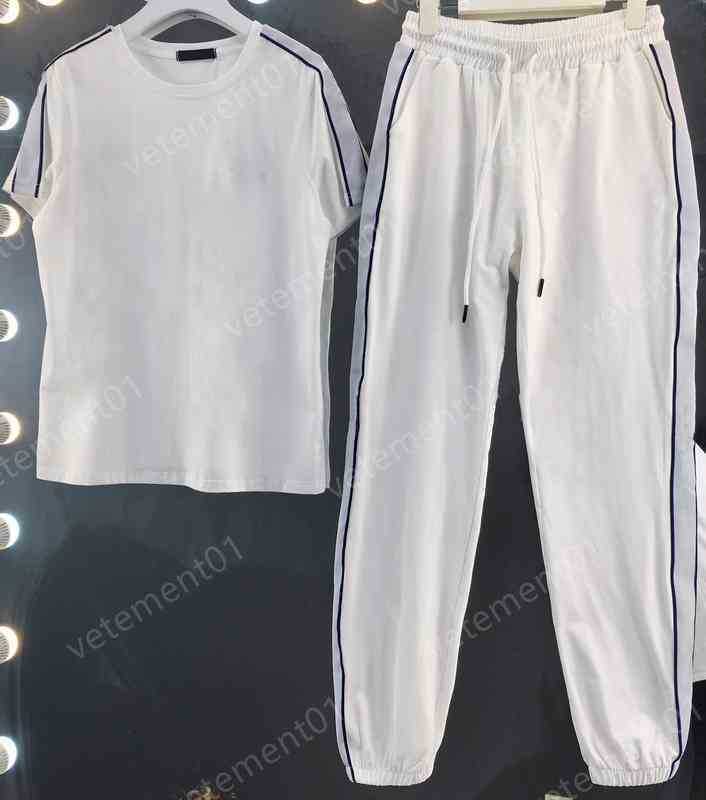 Womens Two Piece Pants White Solid Short-sleeved T-shirt With Striped Track Pants 2 Piece Sets Luxury Designer Tracksuits Women Clothing, 14
Womens Two Piece Pants White Solid Short-sleeved T-shirt With Striped Track Pants 2 Piece Sets Luxury Designer Tracksuits Women Clothing, 14