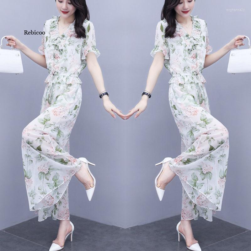 Women' Tracksuits Floral Chiffon Wide-Leg Trouser Suit Women Summer Style Lantern Sleeve Slim Two-Piece Set Elastic Waist Ruched V-Neck, Two-piece suit
Women' Tracksuits Floral Chiffon Wide-Leg Trouser Suit Women Summer Style Lantern Sleeve Slim Two-Piece Set Elastic Waist Ruched V-Neck, Two-piece suit