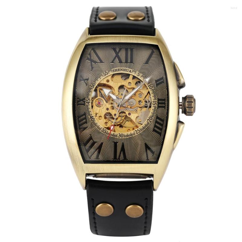 Wristwatches Men's Automatic Mechanical Watch Bronze Oval Case Arabic Numeral Hollow-out Dial Wristwatch, Bronze 1
Wristwatches Men's Automatic Mechanical Watch Bronze Oval Case Arabic Numeral Hollow-out Dial Wristwatch, Bronze 1