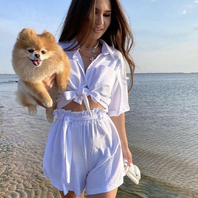 Women' Tracksuits FUFUCAILLM 2Pcs Women Tracksuit Solid Color Short Sleeve Shirt Lace-up Loose Shorts With Belt Summer Beach Style Suits, Black
Women' Tracksuits FUFUCAILLM 2Pcs Women Tracksuit Solid Color Short Sleeve Shirt Lace-up Loose Shorts With Belt Summer Beach Style Suits, Black