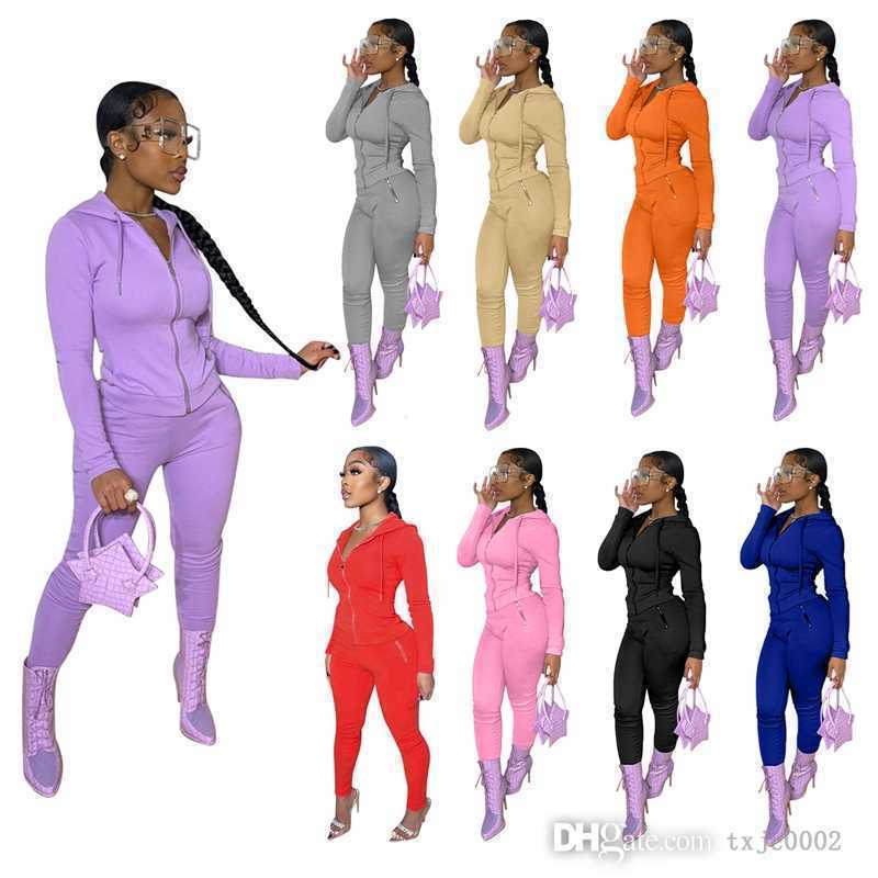 Fall Winter Deisgner Women Tracksuits Two Pieces Set Outfits Slim Sexy Zipper Hooded Long Sleeve Cardigan Pants Sweatsuits, Lavender 
Fall Winter Deisgner Women Tracksuits Two Pieces Set Outfits Slim Sexy Zipper Hooded Long Sleeve Cardigan Pants Sweatsuits, Lavender