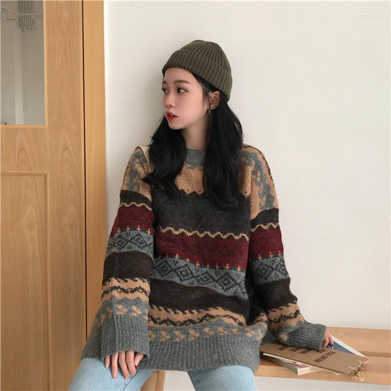 Women's Sweaters Vintage Women Pullover Winter Striped Jumpers Korean Style Loose Nordic Knitwear Casual Sweater, White
Women's Sweaters Vintage Women Pullover Winter Striped Jumpers Korean Style Loose Nordic Knitwear Casual Sweater, White